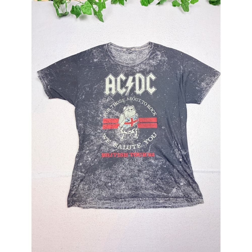 AC/DC British Tour 82 For Those About To Rock Acid Wash Graphic T-Shirt Large